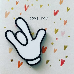 I Love You ASL Mickey Hand Brooch
