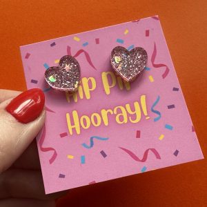 Small Heart Glitter Studs