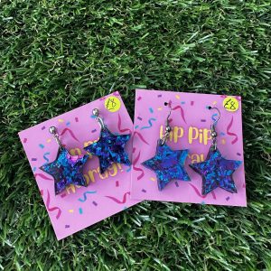 Blue Medium Glitter Stars