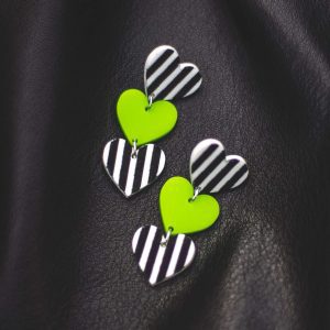 Stripey heart earrings